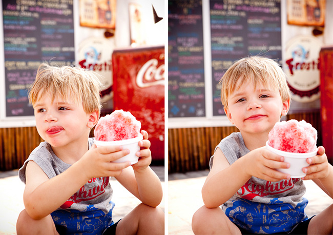 A little one enjoying a Frost Bites snow cone.