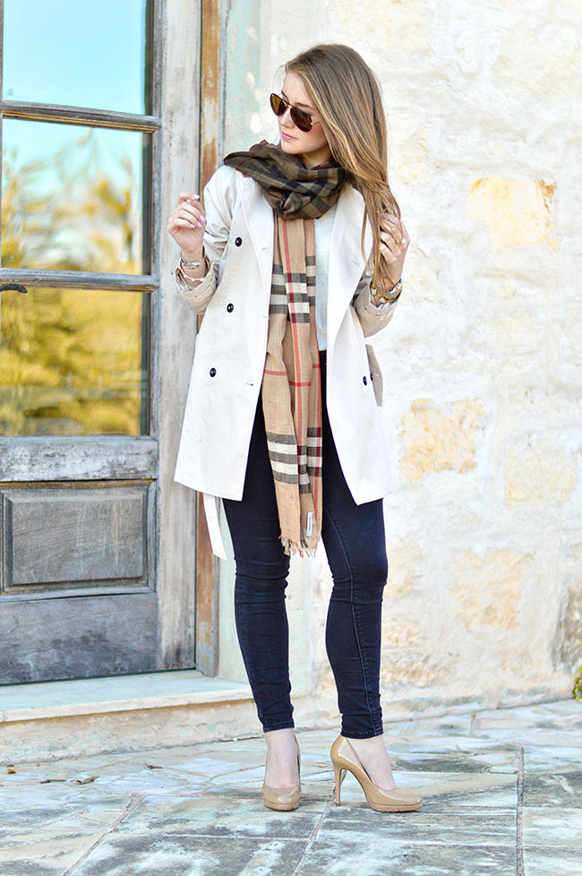 burberry scarf, burberry ombre scarf, trench coat, classic style, preppy girl style, sorority girl style, college girl style, american girl style, classic american style, tortoise ray bans, l k bennett, kate middleton pumps, michael kors watch, dallas style blog, texas style blog