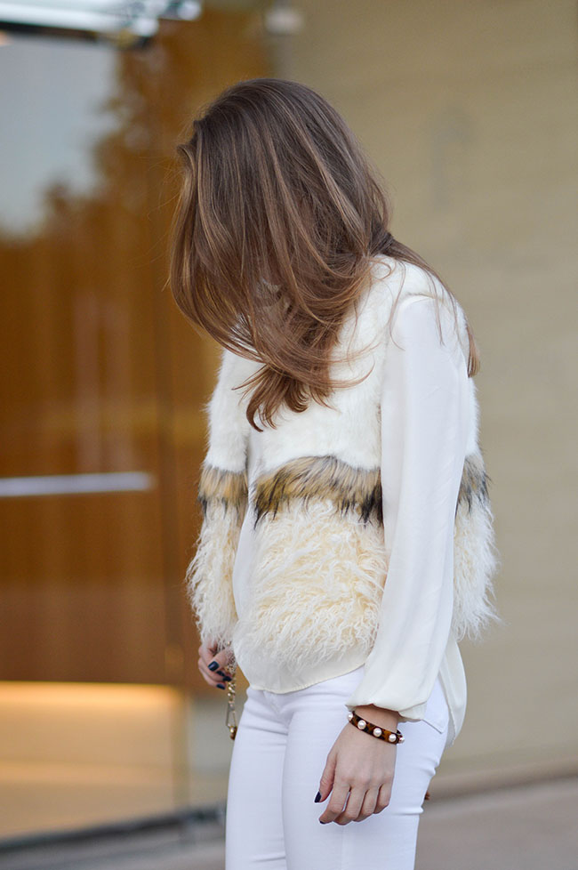 white fur vest, chic wish vest, white vest, white in winter, southern girl style, rebecca mink mini mac, heeled riding boots